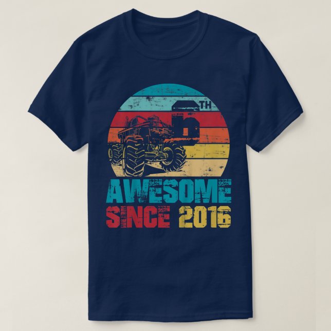 Camiseta Crianças Incríveis Desde 2016, Caminhão do Monstro (Frente do Design)
