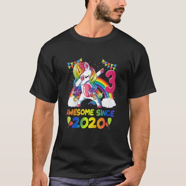 Camiseta Crianças Incríveis Desde 2020 Dabbing Unicorn 3rd  (Frente)