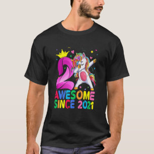 Camiseta Crianças Incríveis Desde 2021 Dabbing Unicorn segu