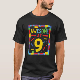 Camiseta Crianças Incríveis Em 9 Construindo Brick 9 Anos D
