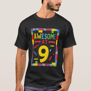 Camiseta Crianças Incríveis Em 9 Construindo Brick 9 Anos D