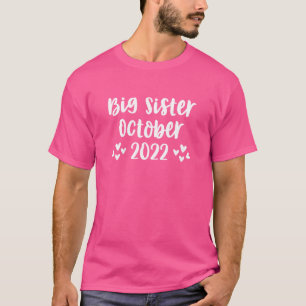 Camiseta Crianças Irmã Grande Outubro De 2022 Eu Vou Ser Um