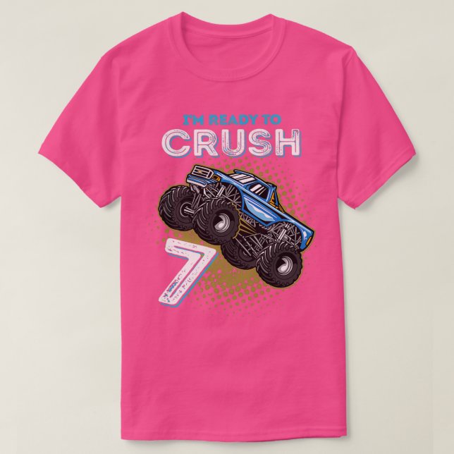 Camiseta Crianças Ix27m prontas para esmagar 7 caminhões mo (Frente do Design)