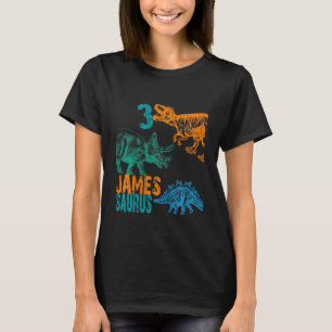 Camiseta Crianças James Saurus aniversário de 3 anos Boys R
