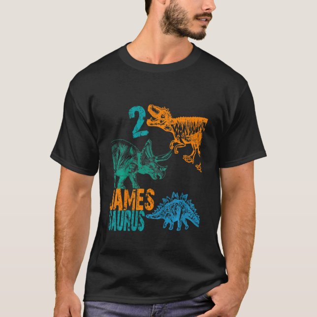 Camiseta Crianças James Saurus segundo aniversário Boys Rex (Frente)