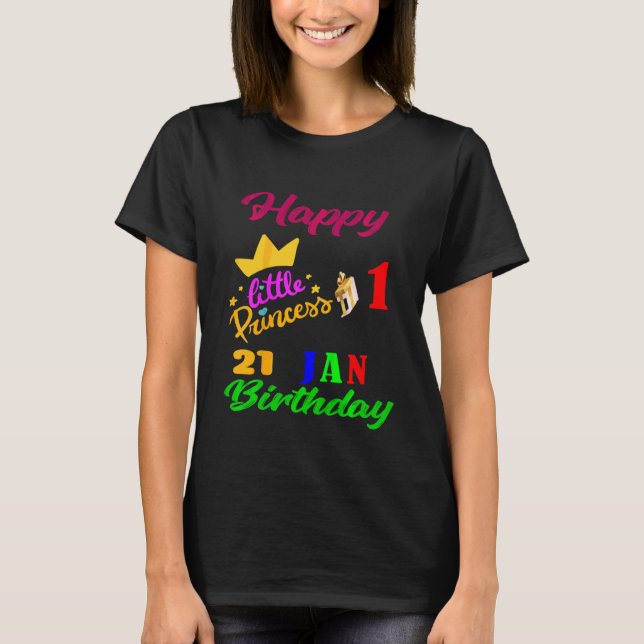 Camiseta Crianças Janeiro Meninas Aniversário 21 de Janeiro (Frente)