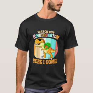 Camiseta Crianças Jardim De Infância Aqui Eu Venho Dino Rap