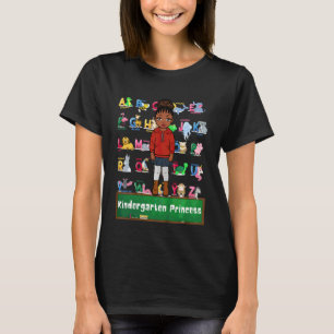 Camiseta Crianças Jardim de Infância Princesa Alfabeto Quad