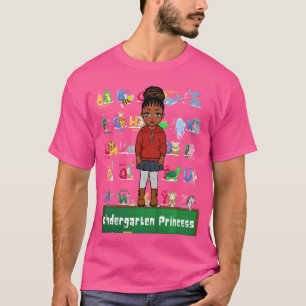 Camiseta Crianças Jardim de Infância Princesa Alfabeto Quad