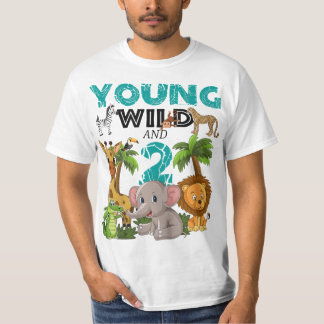 Camiseta Crianças Jovem Selvagem E 2 segundos aniversários 