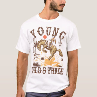 Camiseta Crianças Jovens Selvagens Três Cowboy Oeste Rodeo