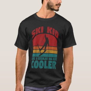 Camiseta Crianças Jovens Skier Esportivo Descida Esquiando
