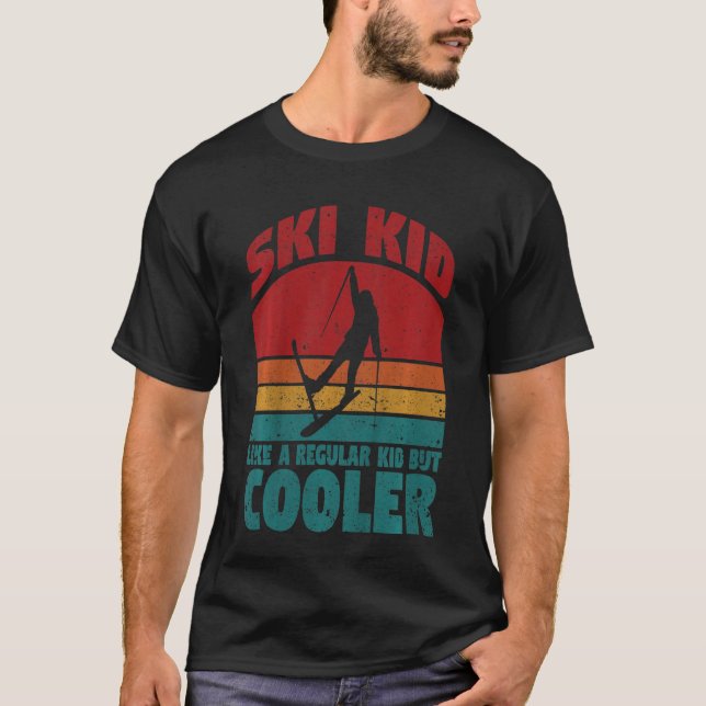 Camiseta Crianças Jovens Skier Esportivo Descida Esquiando  (Frente)