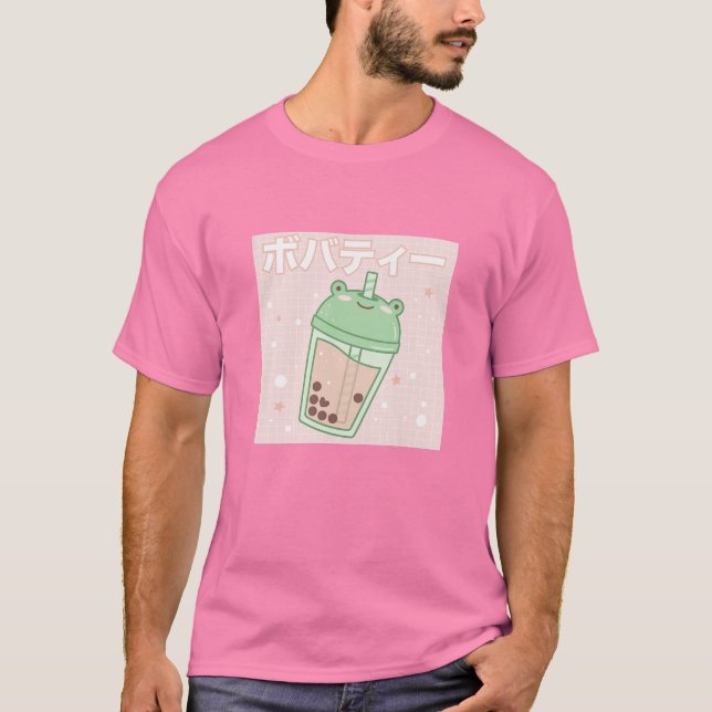 Camiseta Crianças Kawaii Aestética Cuta Boba Bubble milk Te (Frente)