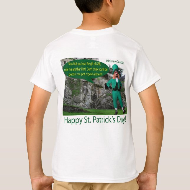 Camiseta crianças lá. Feliz Rua. Dia de Patrick... (Verso)