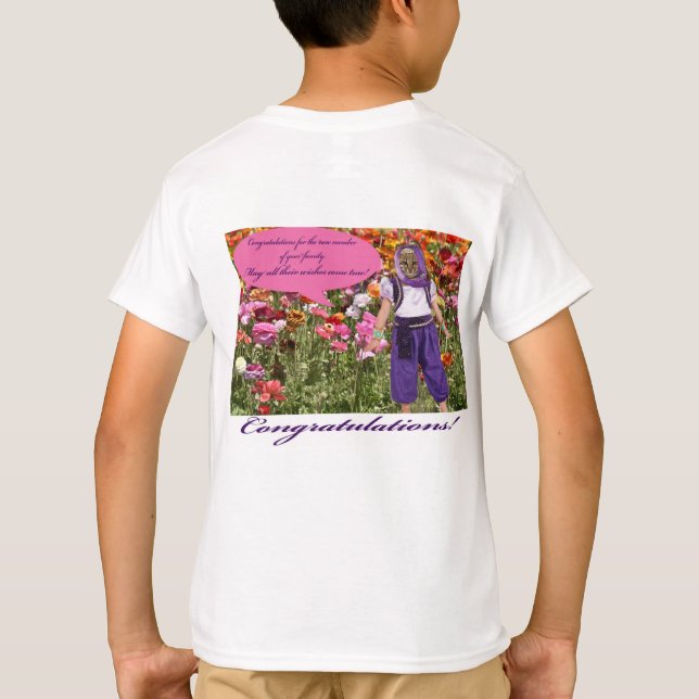 Camiseta crianças lá. Parabéns. ocelot/gênio (Verso)