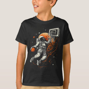 Camiseta Crianças: Legal basquete espacial com astronauta