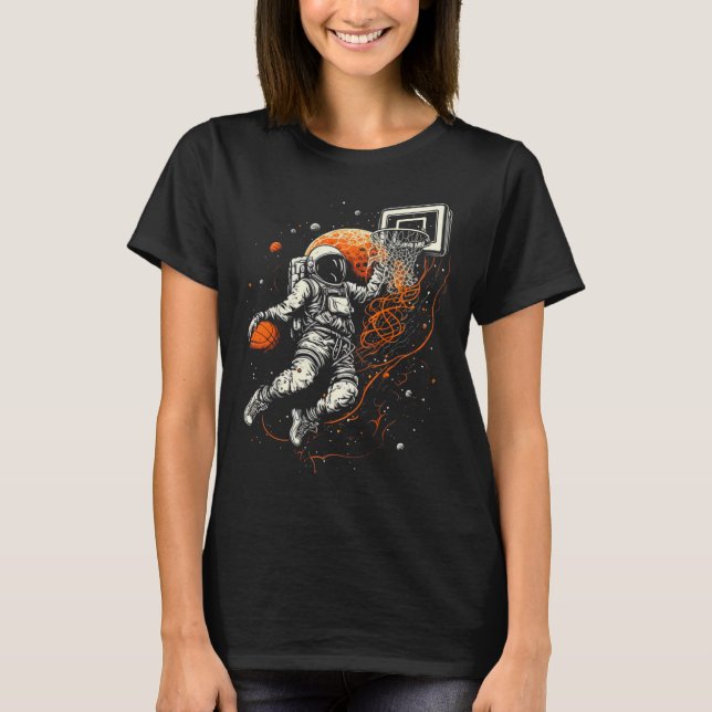 Camiseta Crianças: Legal basquete espacial com astronauta (Frente)
