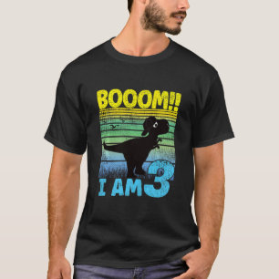 Camiseta Crianças Legal Dino Aniversário De 3 Anos