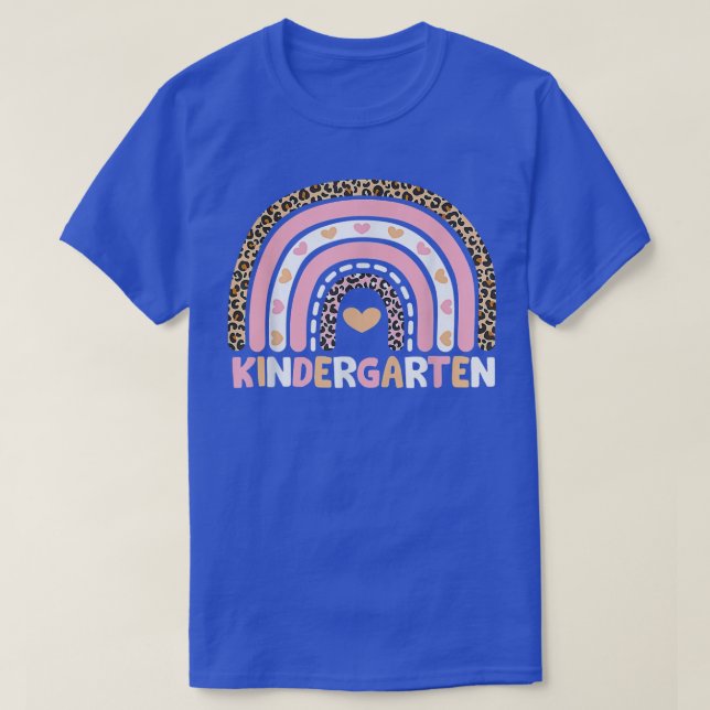 Camiseta Crianças Leopard Rainbow Kindergarten Professor Fi (Frente do Design)