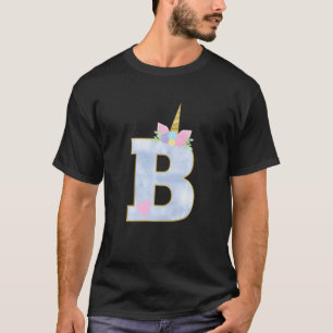 Camiseta Crianças Letra Inicial B Monograma Unicorn Para Ra
