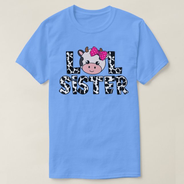 Camiseta Crianças Lil Irmã Fazenda Vaca Lover Lil Sis Sibli (Frente do Design)