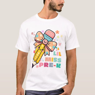 Camiseta Crianças Little Miss Pré K Arco de Lápis Para Meni