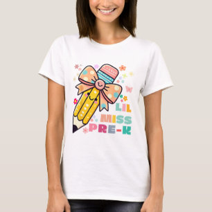 Camiseta Crianças Little Miss Pré K Arco de Lápis Para Meni