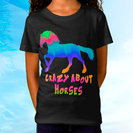 Camiseta Crianças "Loucas Com Cavalos" Cordilheira Tropical