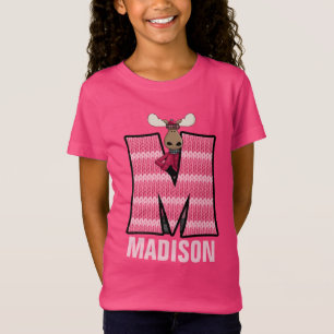 Camiseta Crianças "M" Monograma   Alce Rosa