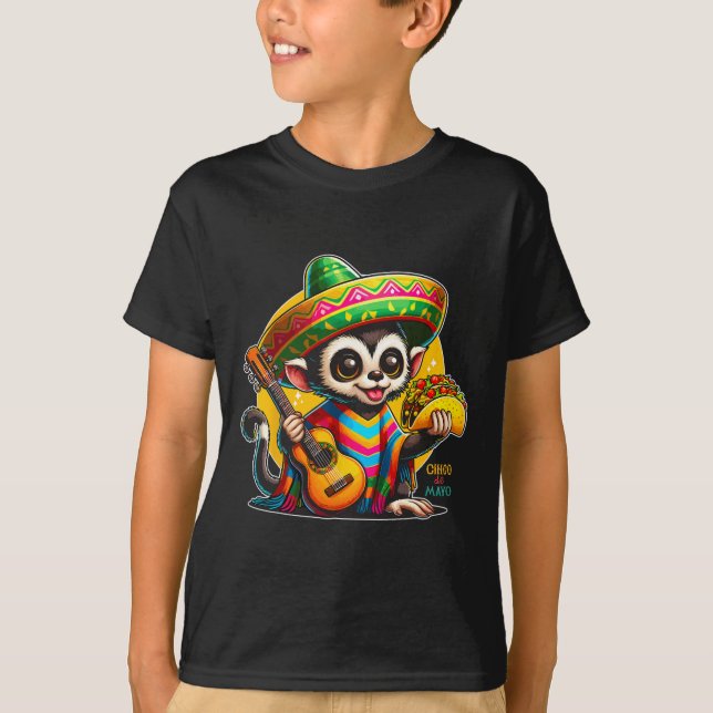 Camiseta Crianças Macacos Mexicanos Com Sombrero E Poncho C (Frente)