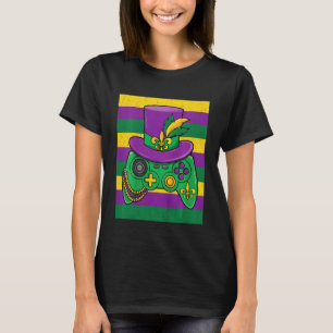 Camiseta Crianças Mardi Gras Listra Jogo de Vídeo Gamer Jo