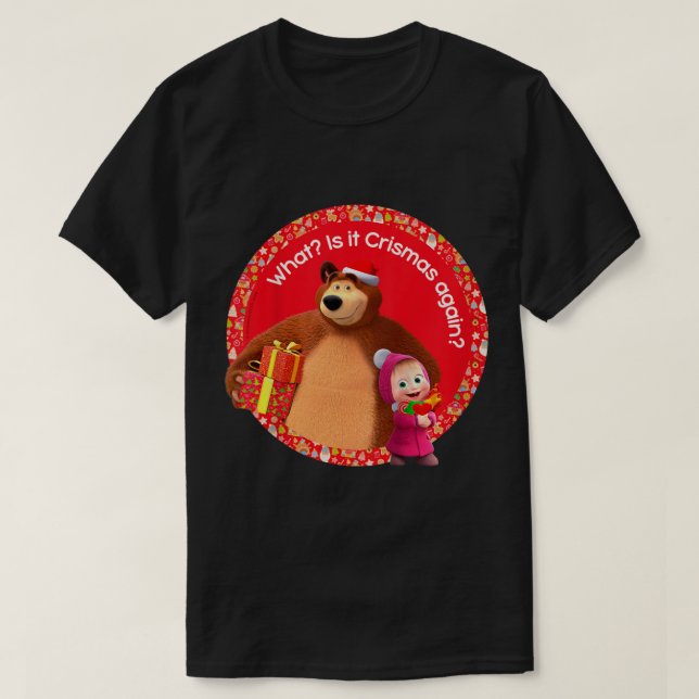 Camiseta Crianças Masha e o Bear Feliz Natal (Frente do Design)
