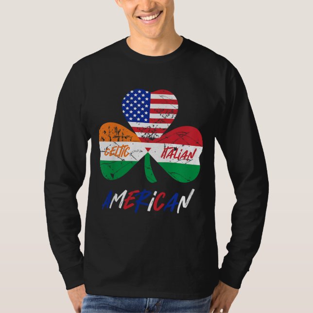 Camiseta Crianças Meia-Irlandesa Metade Da Bandeira Italian (Frente)