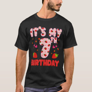 Camiseta Crianças Menina de 7 anos Morango Aniversário Doce
