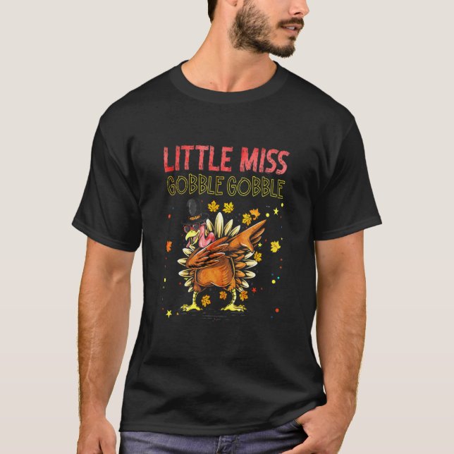 Camiseta Crianças Menina Menina Gobble Turquia Ação de Graç (Frente)