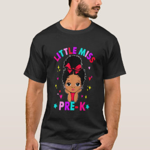 Camiseta Crianças Menina Menina Preta Pré-K De Volta À Esco