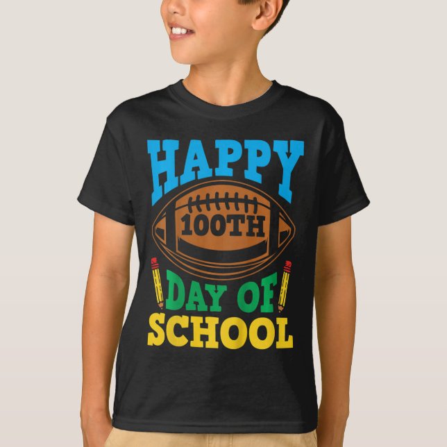Camiseta Crianças Meninas 100 Dias De Escola Feliz 100 Dias (Frente)