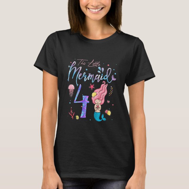 Camiseta Crianças Meninas 4º Aniversário Garota Esta Pequen (Frente)