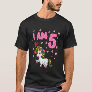 Camiseta Crianças Meninas 5 Aniversário 5 Anos Princesa Uni