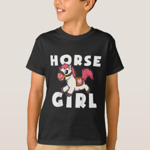 Camiseta Crianças Meninas Cute Horse Girl Pony Maid Gallop