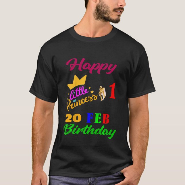 Camiseta Crianças Meninas Februray Aniversário 20 de fevere (Frente)