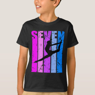 Camiseta Crianças Meninas Ginástica 7 Dança de Aniversário 