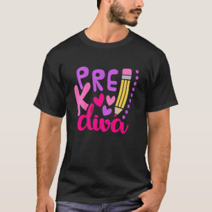 Camiseta Crianças Meninas Primeiro Dia De Pré K Diva
