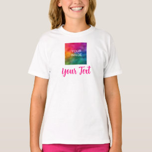 Camiseta Crianças Meninas White Personalizar Imagem Texto N
