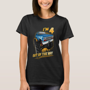 Camiseta Crianças Menino 4 Anos Monstro Caminhão 4 Aniversá