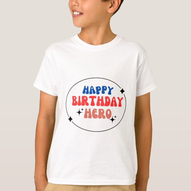 Camiseta Crianças Menino Básico T-Shirt feliz herro (Frente)