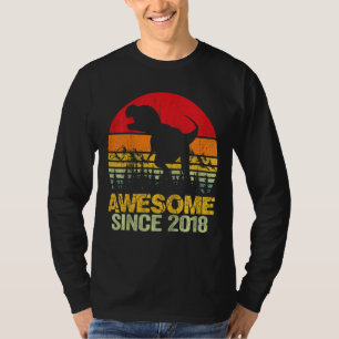 Camiseta Crianças Menino do 4º Aniversário Dinossauro Rex 4