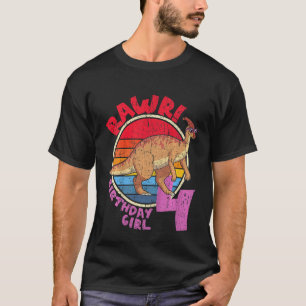 Camiseta Crianças Menino Quarto Aniversário Eu Rawr! Parasa