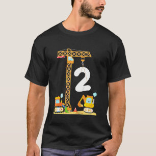 Camiseta Crianças Meninos 2 Anos Crane Birthday Digger Cons